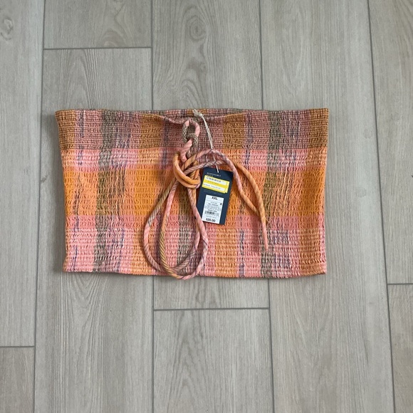 Universal Thread Tops - Universal Thread Orange and Pink Plaid Crop Top